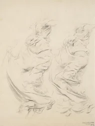 Szkic draperii prawdopodobnie do muralu Moods to Music, 1893-95 (grafitowo-żółty ołówek na jasnożółtym papierze)