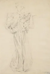 Study for Moods to Music, 1893-95 (grafit z żółtym ołówkiem na jasnożółtym papierze)