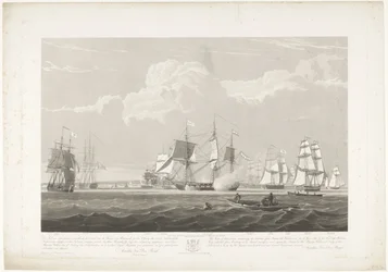 Wypłynięcie dwunastu holenderskich statków handlowych z portu Portsmouth, 1833 (tabl. 3) Ten zestaw trzech tablic przedstawiających wypłynięcie z Portsmouth Harbor w dniu 2 czerwca 1833 roku 12 statków Nederlandsche Koopvaardy z embarga zrzuconych