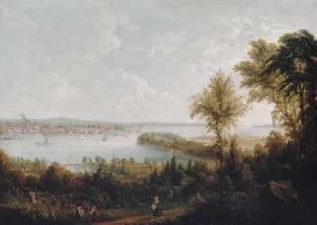 Widok na zatokę i miasto Nowy Jork z Weehawken, 1840.