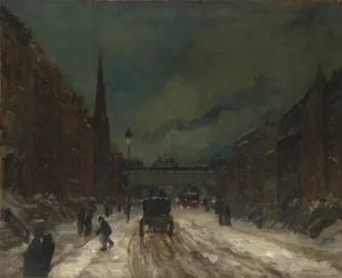 Scena uliczna ze śniegiem (57th Street, NYC.)