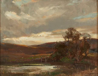 Wieczór na Swire Road, Ettrick Bridge (olej na płótnie)
