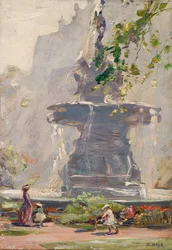 Fontanna, Princes Street Gardens, Edynburg (olej na pokładzie)