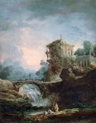„Krajobraz z wodospadem”, c1750-1808