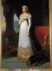 Portrait en pied de Laetitia Bonaparte (Letizia Maria Ramolino) (1750-1836), Madame Mere Obraz Roberta Lefevre (1755-1830) 1813. Wym. 2,35x1,50m. Wersal, Musee du Chateau - Pełnowymiarowy portret Marie Laetitia Bonaparte (1750-1836) ur. Ramol