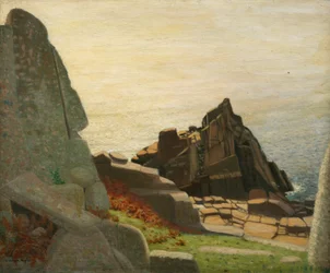 Poniżej Carn Barges (skały poniżej Lamorna) (olej na płótnie)