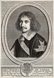 Hugues de Lionne (1611 - 1671), markiz de Fresnes, pan Berny, był dyplomatą i ministrem stanu za Ludwika XIV. Grawerowanie autorstwa Roberta Nanteuila. Prywatna kolekcja.