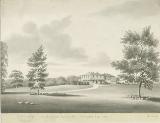 Moseley Court: rysunek rozmyty w sepii, 1837
