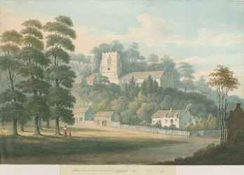 Kościół i wieś Tettenhall: obraz akwarelowy, 1826