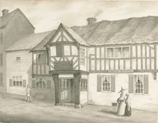Wolverhampton - Kościół św. Piotra: rysunek w sepii, 1837