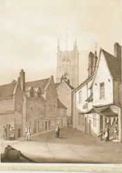 Wolverhampton - Kościół św. Piotra: rysunek w sepii, 1838 r.