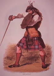 Wojownik klanu MacLachlan, grawerowany przez L. Dickinson