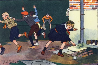 Kula do ściany. Grawerowanie w „” W co gramy? „” E. Webera z rysunkami akwarelowymi Roberta Sallesa (1871-1929). Biblioteka Garnier Freres, Paryż