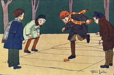Marelle. Grawerowanie w „” W co gramy? „” E. Webera z rysunkami akwarelowymi Roberta Sallesa (1871-1929). Biblioteka Garnier Freres, Paryż
