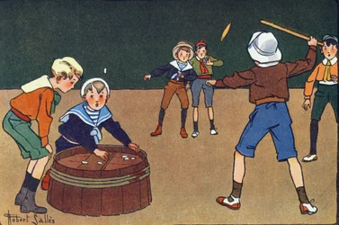 Osselety i quinet. Grawerowanie w „” W co gramy? „” E. Webera z rysunkami akwarelowymi Roberta Sallesa (1871-1929). Biblioteka Garnier Freres, Paryż