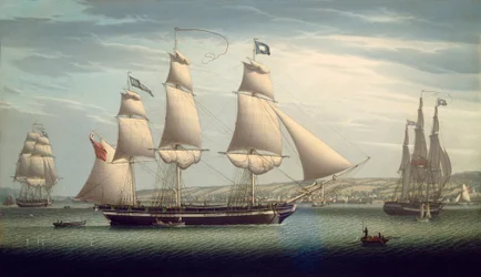 Statek "Favorite" manewrujący u wybrzeży Greenock