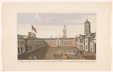 Gezicht op de Upper Castle Yard van Dublin Castle Perspektywa Upper Castle Court, z Izby Rady, Dublin (tytuł na przedmiocie)