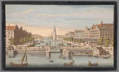 Widok na Oudeschans w Amsterdamie widziany z IJ Widok Amsterdamu ze starego szańca (tytuł na obiekcie) Holandia (tytuł serii)