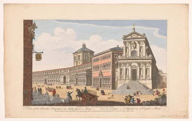 Gezicht op de kerk Santo Spirito in Sassia te Rome Widok na Kościół i Szpital Ducha Świętego w Rzymie (tytuł na obiekcie) Rzym (tytuł serii)