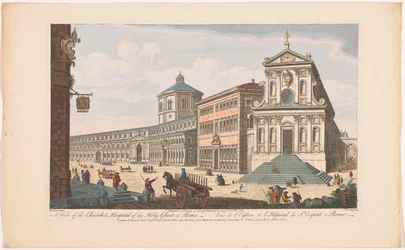 Gezicht op de kerk Santo Spirito in Sassia te Rome Widok na Kościół i Szpital Ducha Świętego w Rzymie (tytuł na obiekcie) Rzym (tytuł serii)