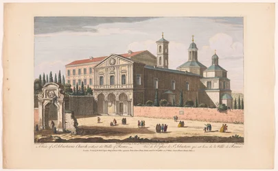 Widok kościoła św. Sebastiana za murami w Rzymie Widok kościoła św. Sebastiana bez murów rzymskich (tytuł na obiekcie) Rzym (tytuł serii)
