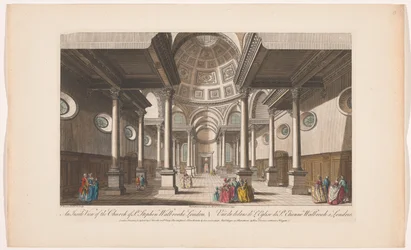 Widok wnętrza kościoła Saint Stephen Walbrook w Londynie Widok wnętrza kościoła St Stephen Walbrooke Londyn (tytuł na obiekcie) Londyn (tytuł serii)