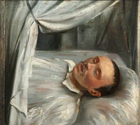 Poeta Michaił Lermontow 1814-1841 na łożu śmierci, 1841.