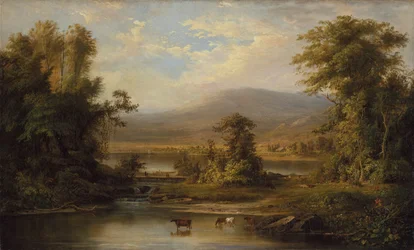 Krajobraz z krowami podlewającymi w strumieniu, 1871.