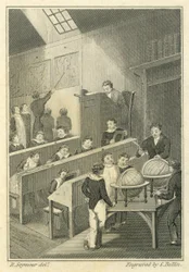 Nicholas Nickleby: Dotheboys Hall, grawerowane przez Samuela Bellina (1799-1893)