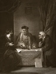 Henryk VII z Empsonem i Dudleyem, grawerowane przez Worthingtona, ilustracja z „Historii Anglii” Davida Hume
