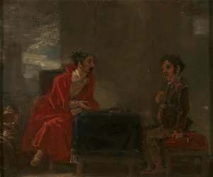 Ilustracja do Don Kichota, Dwie postacie przy stole