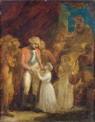 Dwaj synowie Tipu Sahiba, sułtana Mysore, przekazani jako zakładnicy generałowi Cornwallisowi (1738-1805), ok. 1792 (olej na płótnie)
