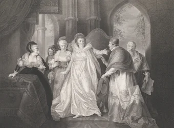 Królowa Katarzyna, kardynał Wolsey i kardynał Campeius Sha..., po raz pierwszy opublikowana w 1796 r., wznowiona w 1852 r.
