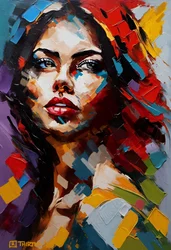 Żywy, abstrakcyjny portret kobiety