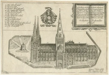 Katedra w Lichfield - widok na południe: miedzioryt i [XVII wiek]