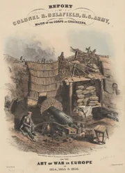 Raport pułkownika R. Delafielda, armii amerykańskiej i majora Korpusu Inżynierów, dotyczący sztuki wojennej w Europie w latach 1854, 1855 i 1856, litografia Bowen und Co., 1860 (chromolit)