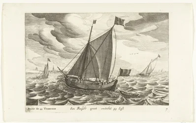 Boeiers Een Boeijer groot około 44 Last / Boïer de 44 Tonneaux (tytuł na obiekcie) Hollandse scheepstypen, 1627 (tytuł serii) Różne statki Don ton se sert dans les Unies Prowincje / Ikony różnych holenderskich statków, które są używane głównie na wodach