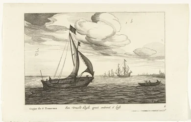 Vrachtkagen Een Vracht-kaghe groot o 6 Last / Cague de 6 Tonneaux (tytuł na obiekcie) Hollandse scheepstypen, 1627 (tytuł serii) Różne statki Don ton se sert dans les United Provinces / Ikony różnych holenderskich statków, których użycie dotyczy głównie