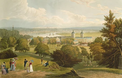 Widok Londynu z Greenwich Park, wyd. 1820 przez Colnaghi und Co. (akwatinta)