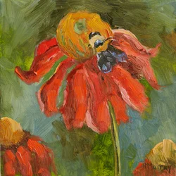 Kismet Coneflower, 2023 (olej na panelu)