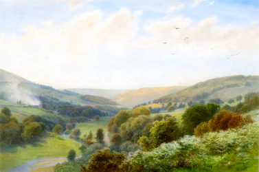 Zielona dolina (akwarela)