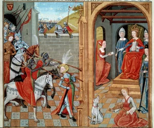 Amazonki ma Dwór Królowej prawdopodobnie Luizy Sabaudzkiej (1467-1531) Miniatura z rękopisu fr. 22971 „” Secret de l