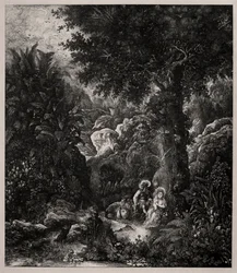 Odpocznij w ucieczce do Egiptu z osiodłanym osłem, 1871.