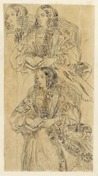 Arkusz studiów z siedzącą damą