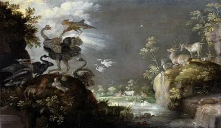 Pejzaż ze strusiem, ok. 1625 (olej na płycie)