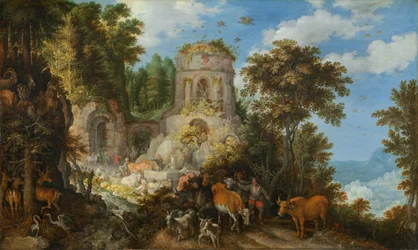 Krajobraz z ucieczką do Egiptu, 1624.