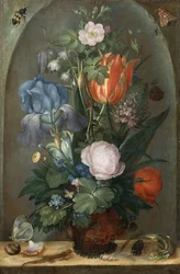 Martwa natura kwiatowa z dwiema jaszczurkami, 1603