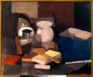 Martwa natura z książkami i kartami Malarstwo Roger de La Fresnaye (1885-1925) 1913 Ndz. 0,6x0,73 m Paryż, Musee National d