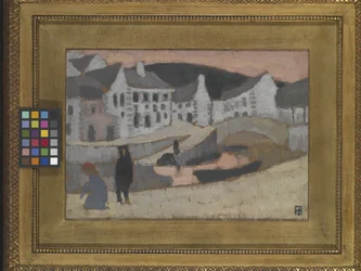 The Canal, Bretania Landscape (olej na sprasowanej płycie pilśniowej zamontowanej na masonicie)