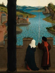 Fragment św. Łukasza rysującego portret Dziewicy (olej na desce)